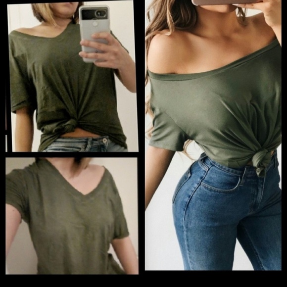 ❗LAST 1❗ Olive V Neck Tunic T-shirt - Picture 2 of 3
